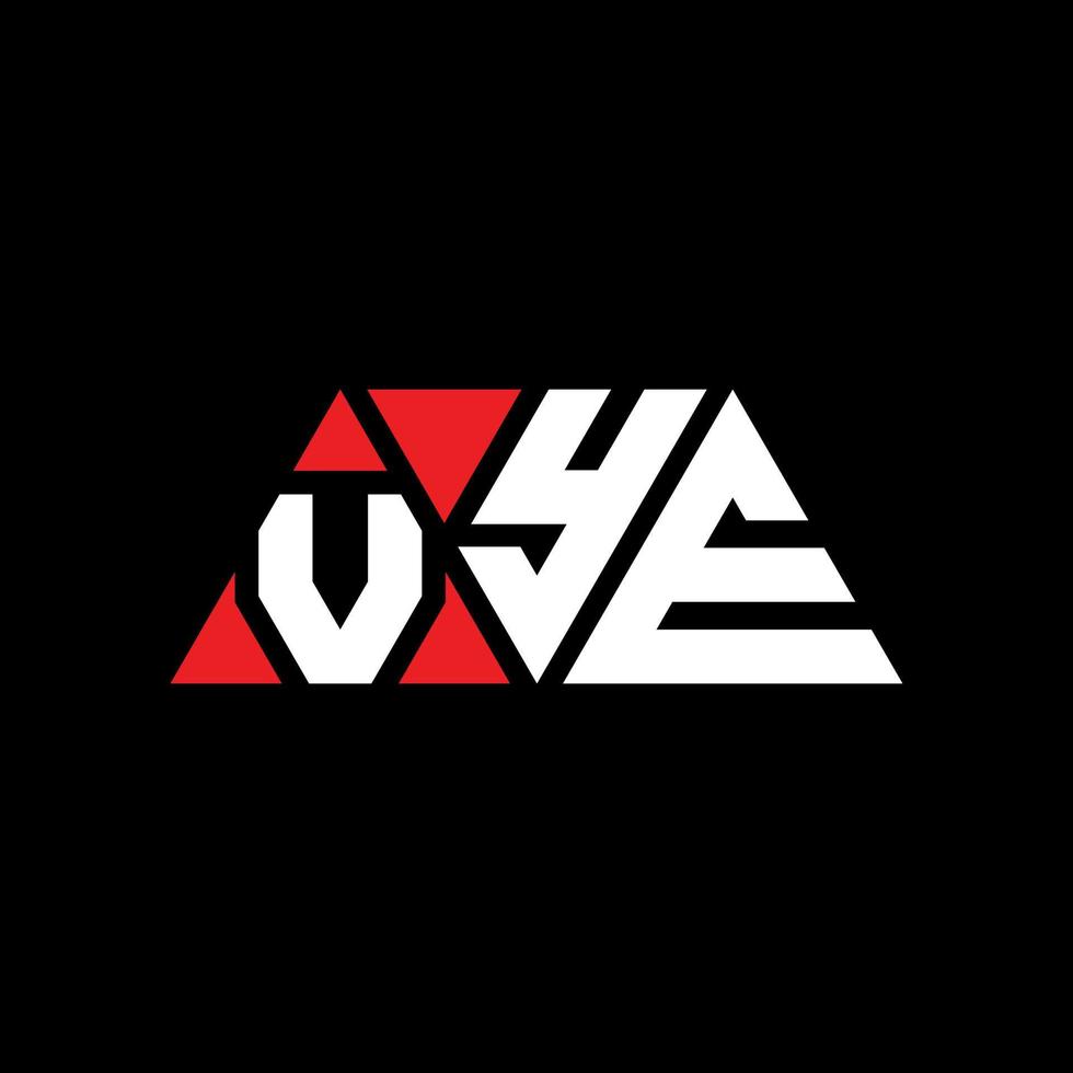 VYE triangle letter logo design with triangle shape. VYE triangle logo design monogram. VYE triangle vector logo template with red color. VYE triangular logo Simple, Elegant, and Luxurious Logo. VYE