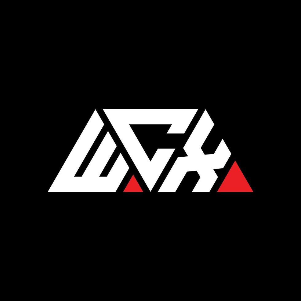 diseño de logotipo de letra triangular wcx con forma de triángulo. monograma de diseño del logotipo del triángulo wcx. plantilla de logotipo de vector de triángulo wcx con color rojo. logotipo triangular wcx logotipo simple, elegante y lujoso. wcx