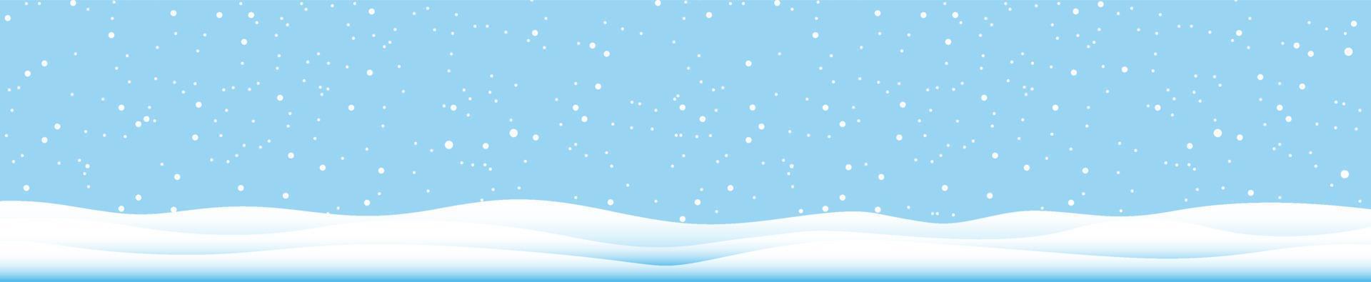 copos de nieve y fondo de invierno, paisaje de invierno, banner horizontal, ilustración vectorial. vector
