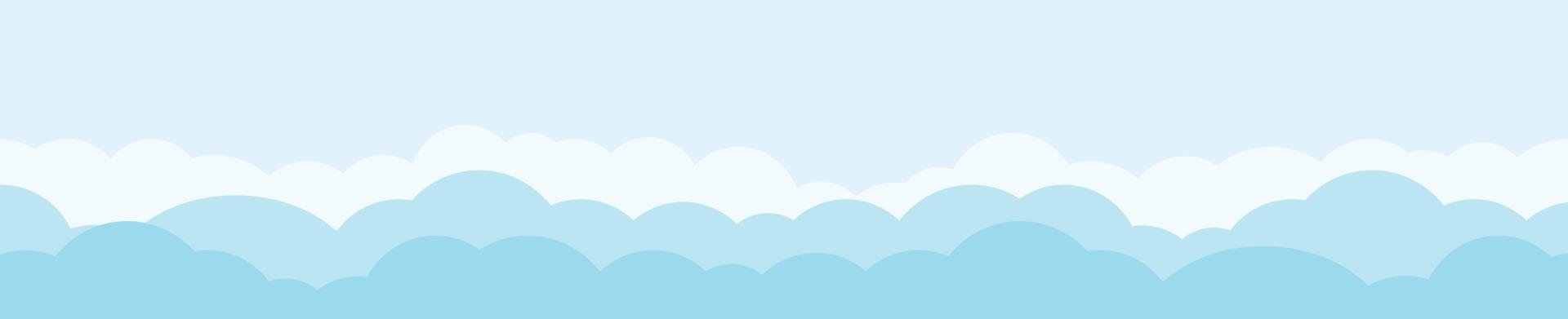 nubes y cielo, fondo de naturaleza meteorológica, banner horizontal, ilustración vectorial. vector