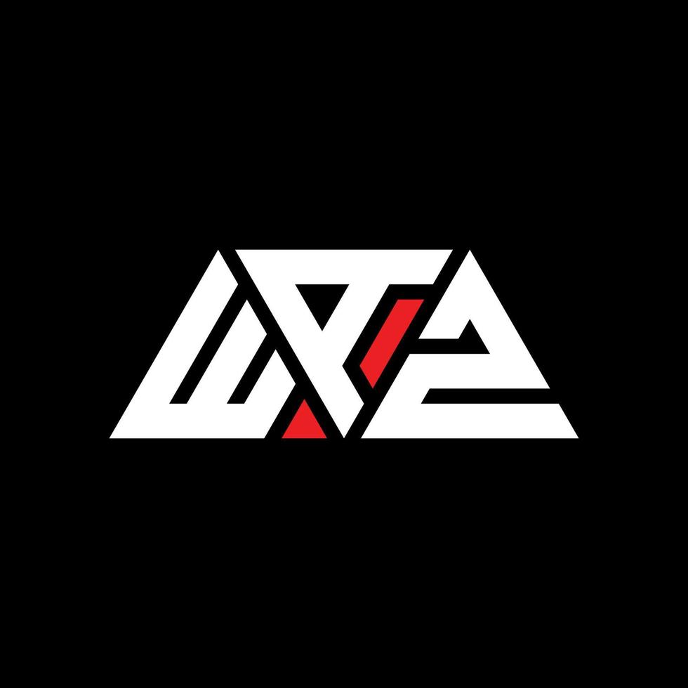 WAZ triangle letter logo design with triangle shape. WAZ triangle logo design monogram. WAZ triangle vector logo template with red color. WAZ triangular logo Simple, Elegant, and Luxurious Logo. WAZ