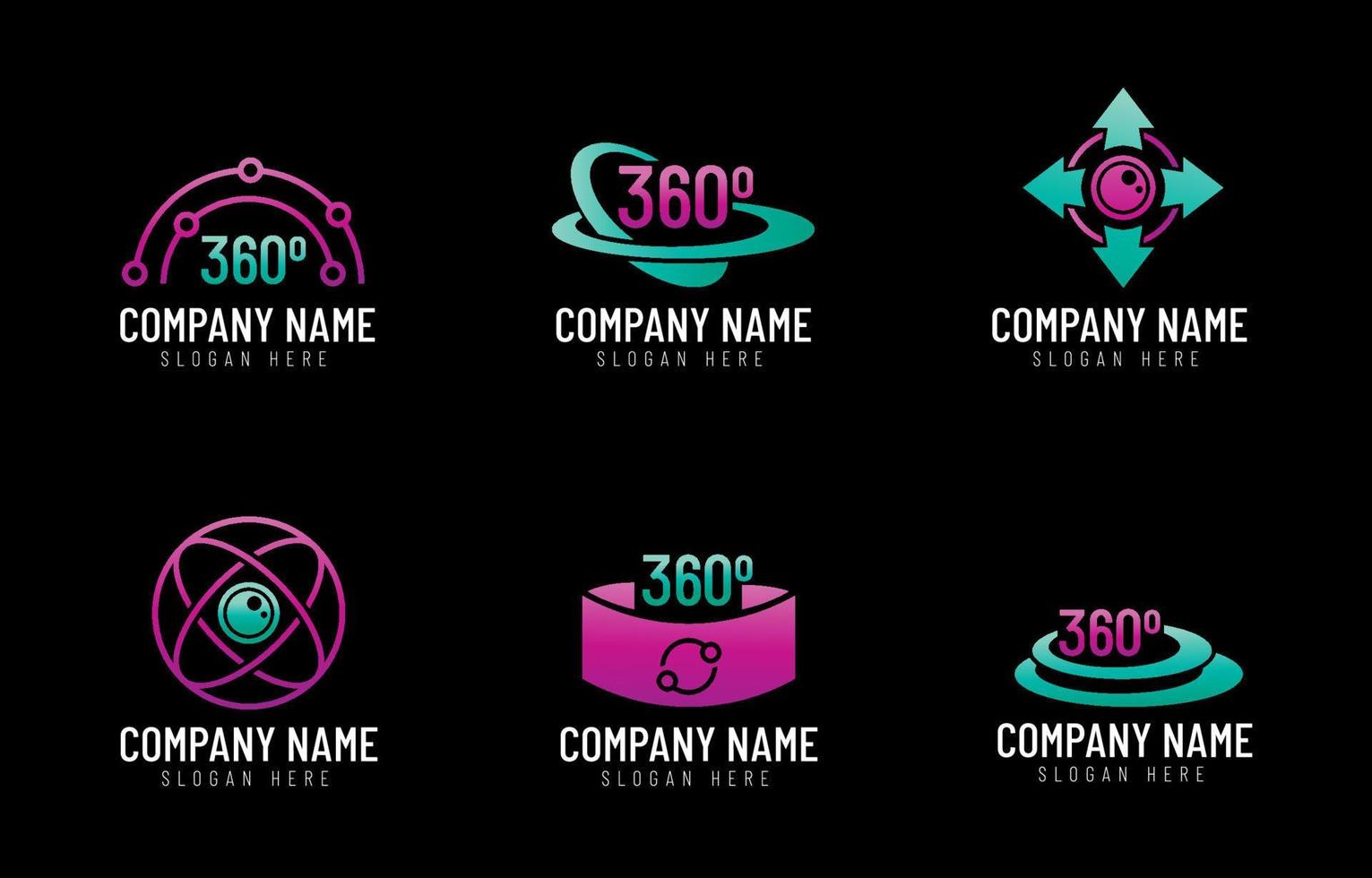 360 Logo Set Template vector
