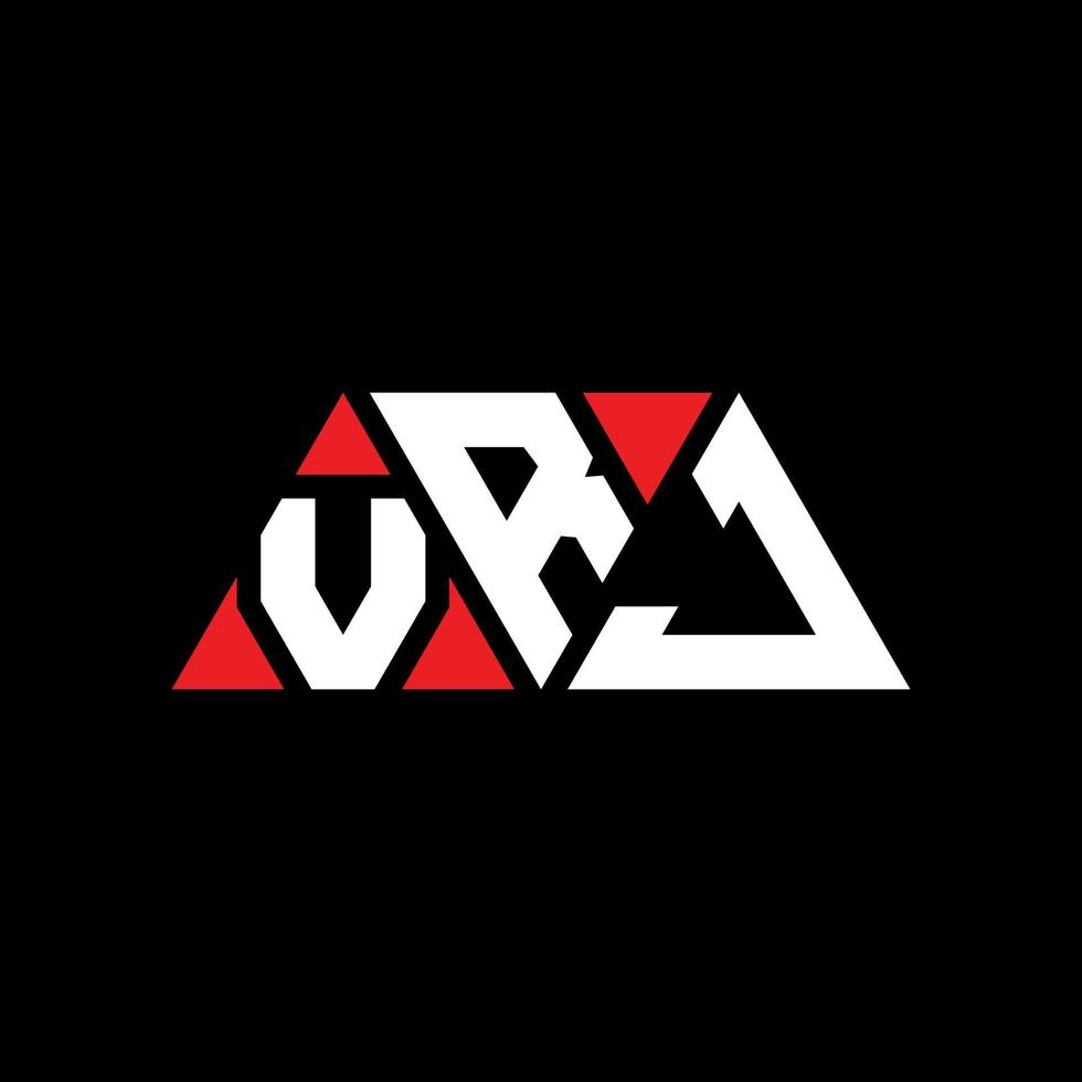 VRJ triangle letter logo design with triangle shape. VRJ triangle logo design monogram. VRJ triangle vector logo template with red color. VRJ triangular logo Simple, Elegant, and Luxurious Logo. VRJ