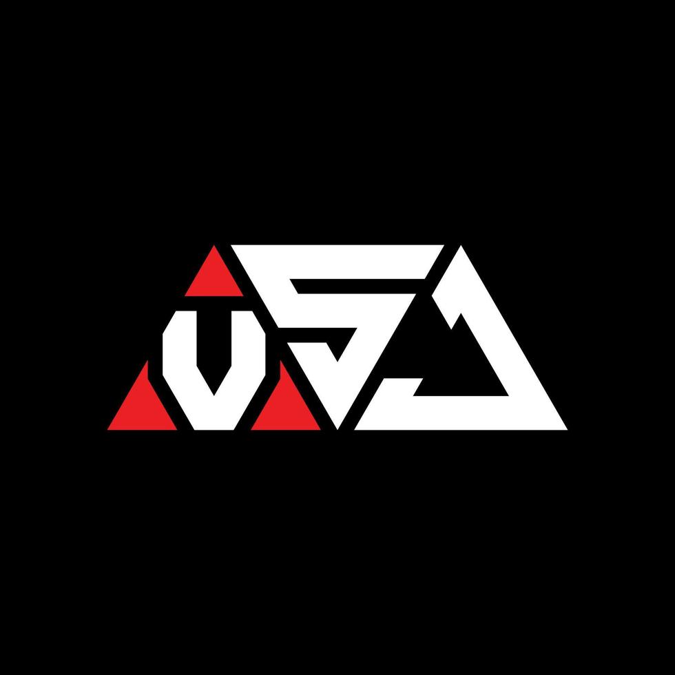 VSJ triangle letter logo design with triangle shape. VSJ triangle logo design monogram. VSJ triangle vector logo template with red color. VSJ triangular logo Simple, Elegant, and Luxurious Logo. VSJ