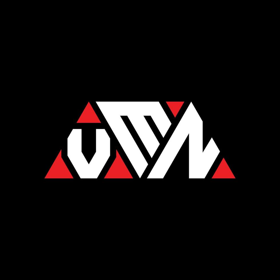 VMN triangle letter logo design with triangle shape. VMN triangle logo design monogram. VMN triangle vector logo template with red color. VMN triangular logo Simple, Elegant, and Luxurious Logo. VMN