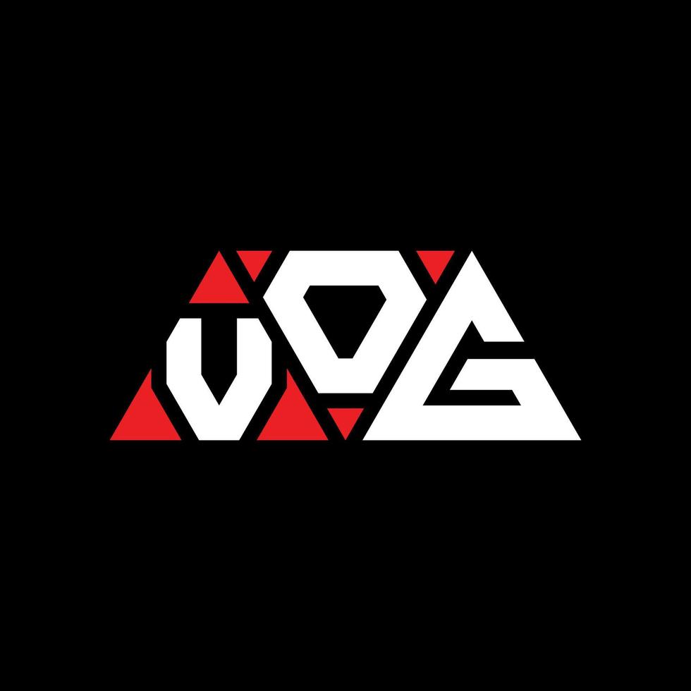 diseño de logotipo de letra de triángulo vog con forma de triángulo. monograma de diseño de logotipo de triángulo vog. plantilla de logotipo de vector de triángulo vog con color rojo. logo triangular vog logo simple, elegante y lujoso. Vog