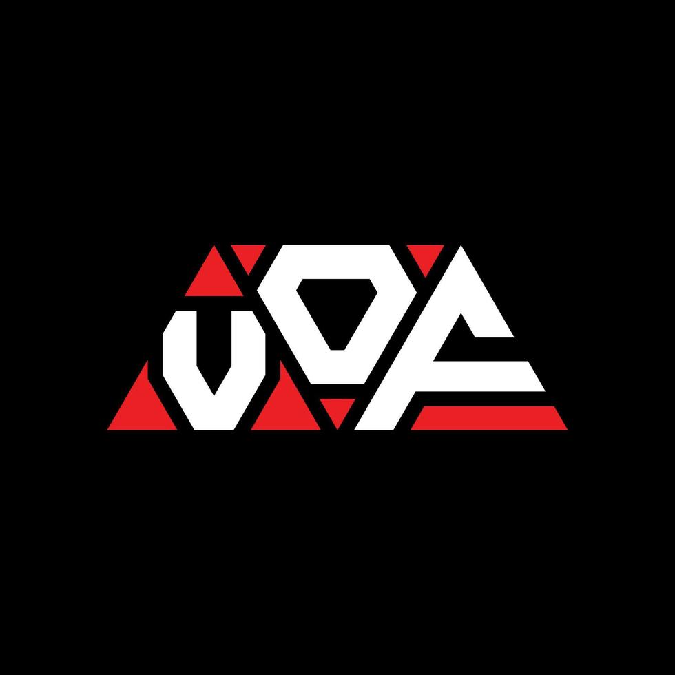 vof diseño de logotipo de letra triangular con forma de triángulo. monograma de diseño de logotipo de triángulo vof. plantilla de logotipo de vector de triángulo vof con color rojo. logotipo triangular vof logotipo simple, elegante y lujoso. vof