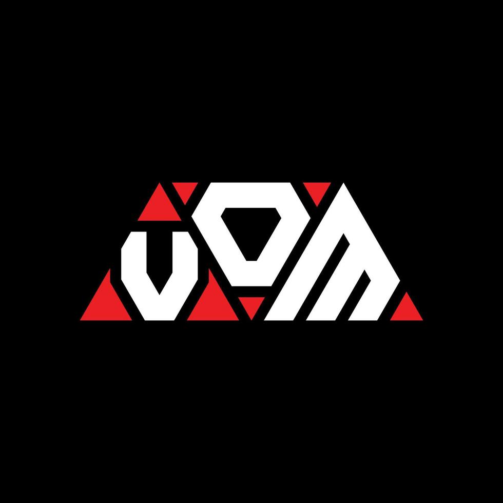 VOM triangle letter logo design with triangle shape. VOM triangle logo design monogram. VOM triangle vector logo template with red color. VOM triangular logo Simple, Elegant, and Luxurious Logo. VOM