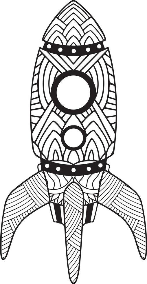 Cute and funny coloring page of a rocket vector