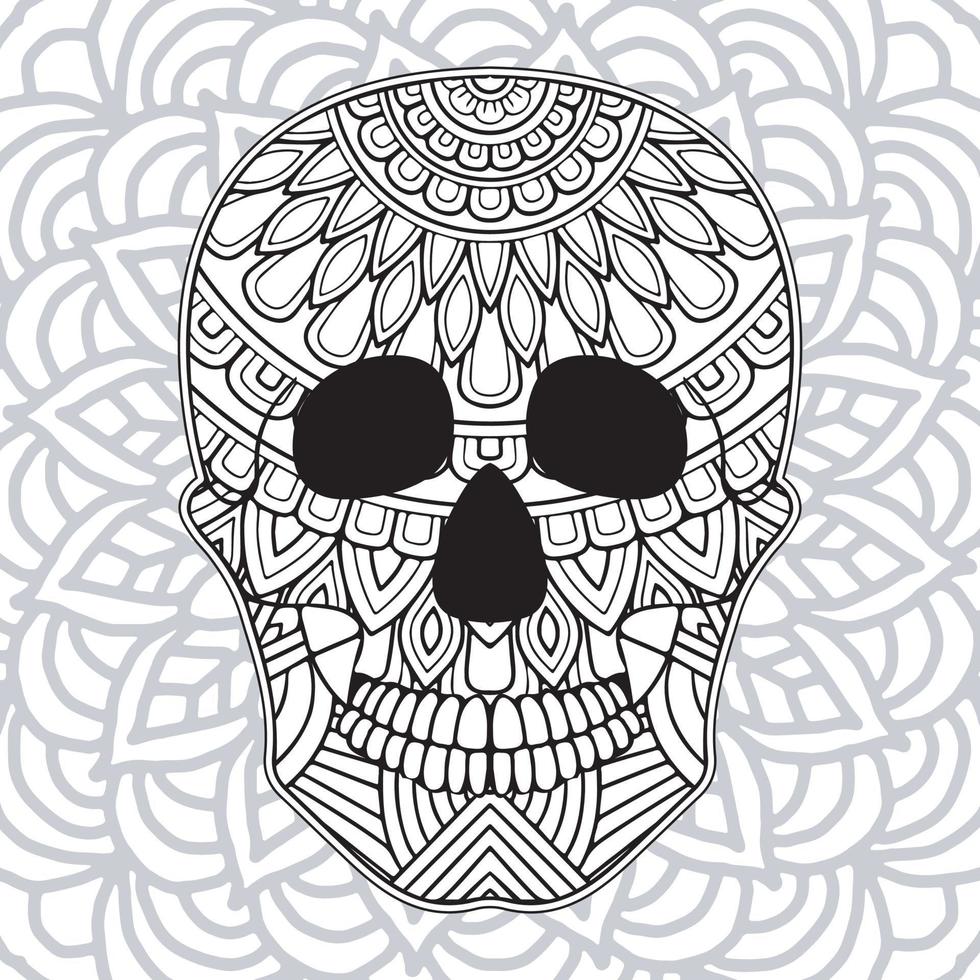 colorear para adultos para el día de los muertos. Página para colorear de  calaveras de azúcar mexicanas dibujadas a mano. 9278598 Vector en Vecteezy