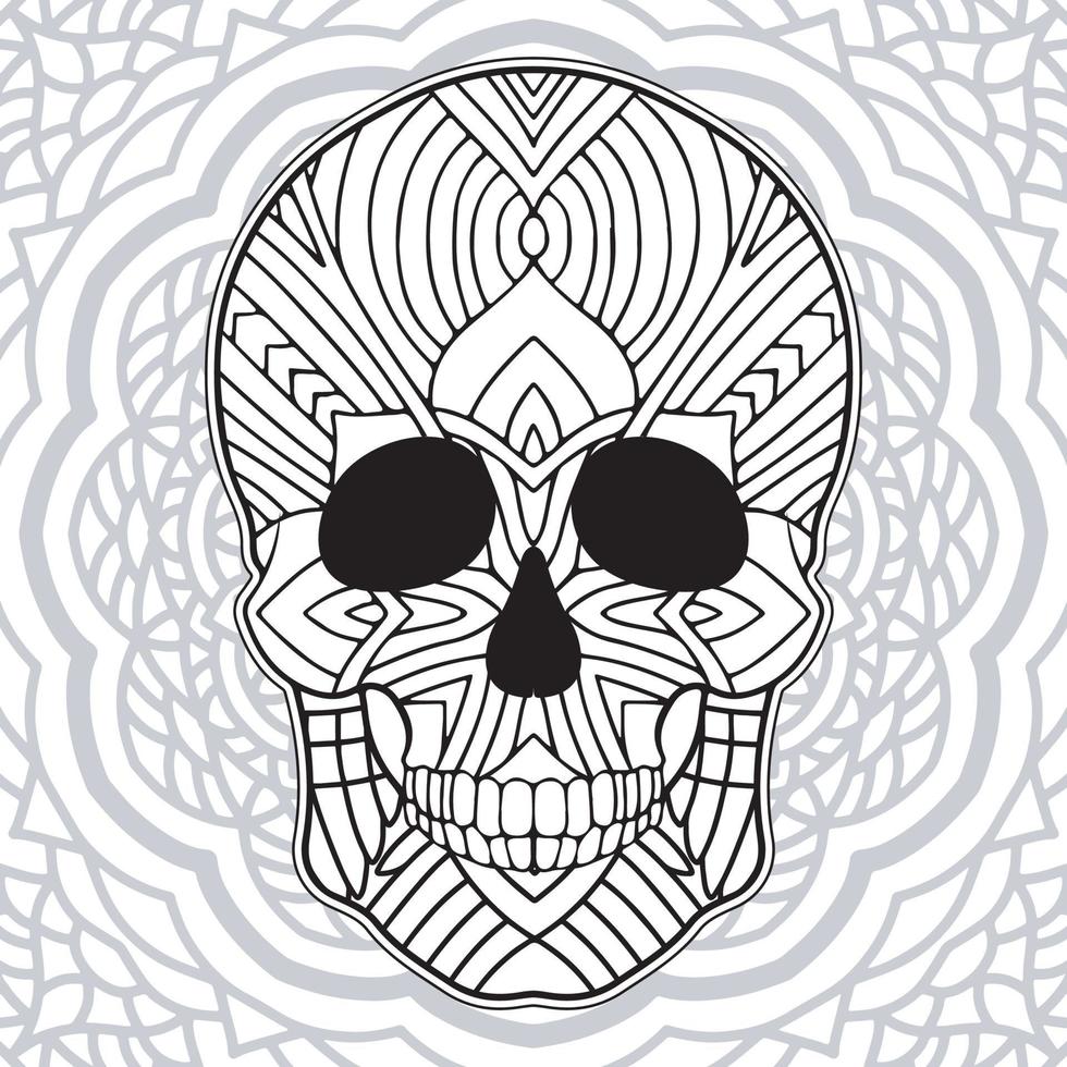 colorear para adultos para el día de los muertos. Página para colorear de calaveras de azúcar mexicanas dibujadas a mano. vector