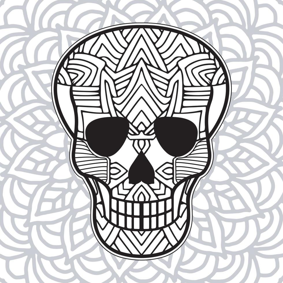 colorear para adultos para el día de los muertos. Página para colorear de calaveras de azúcar mexicanas dibujadas a mano. vector