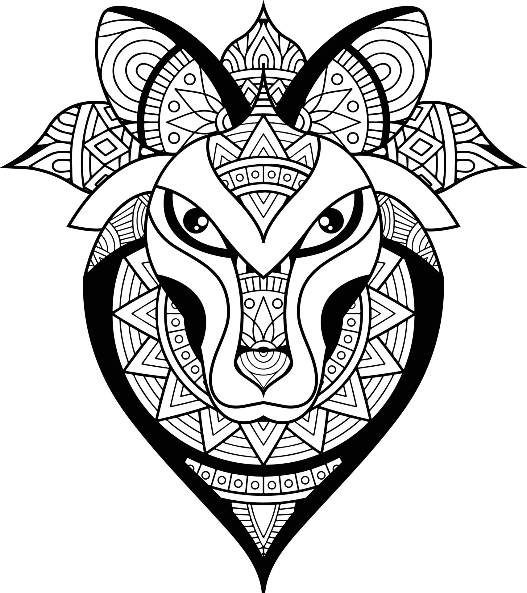 Wolf Portrait Half Mandala