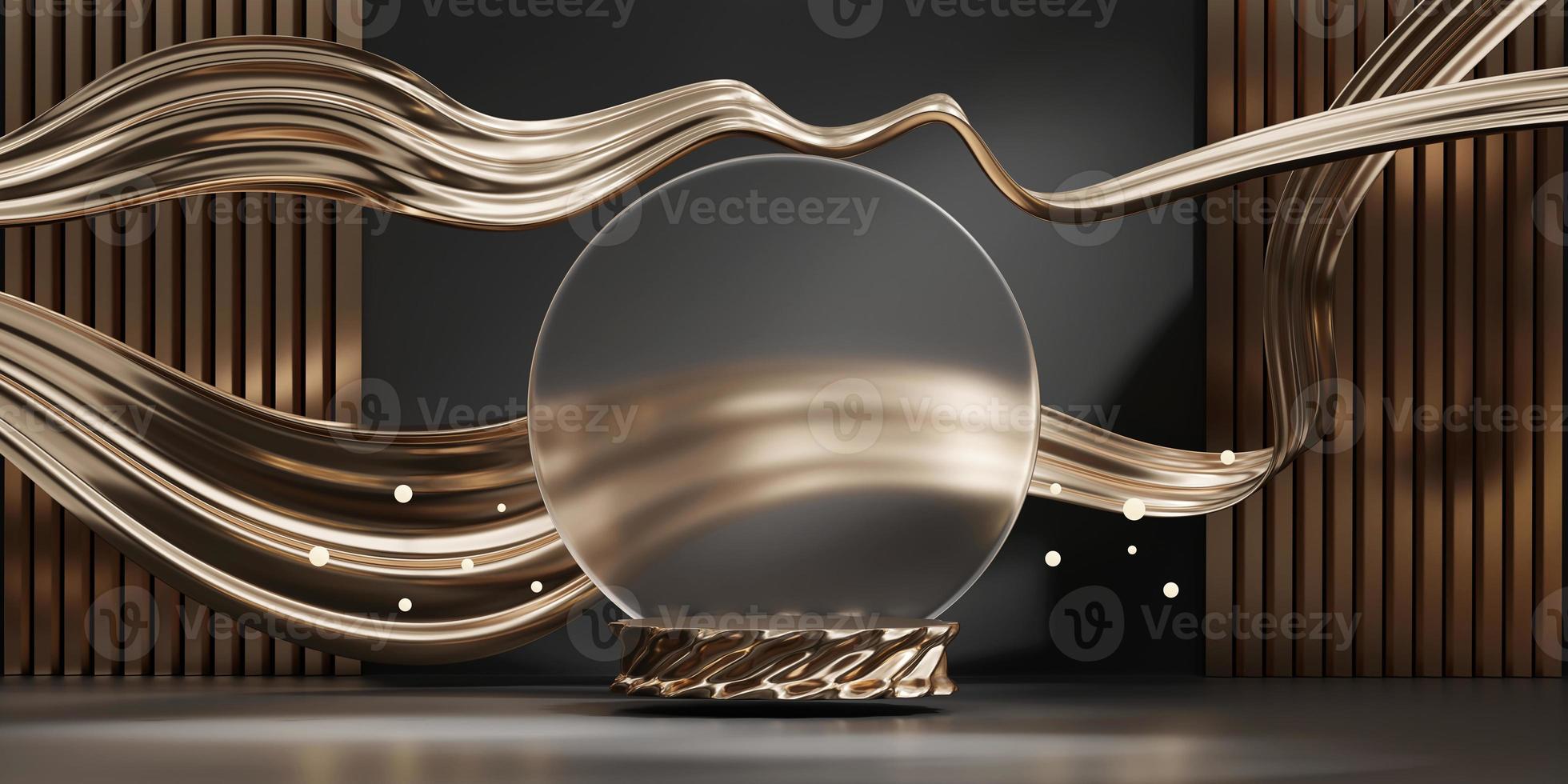 3D rendering abstract gold platform podium product presentation backdrop photo