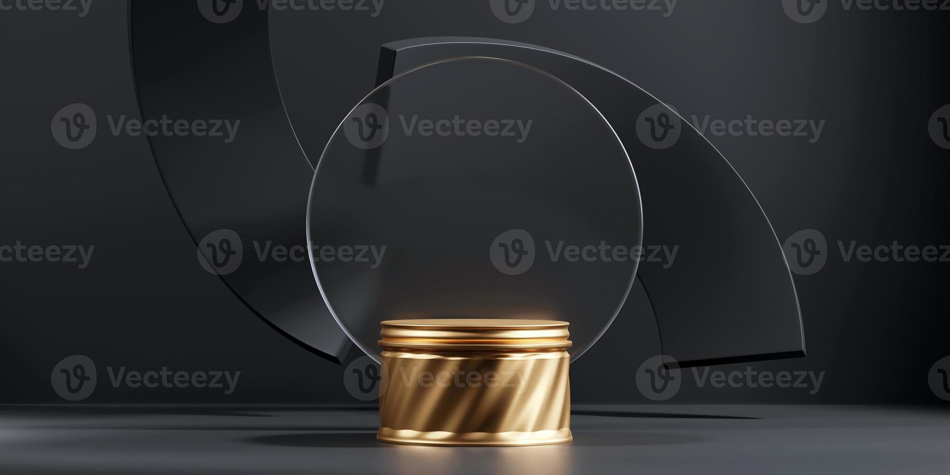 3D rendering abstract gold platform podium product presentation backdrop photo