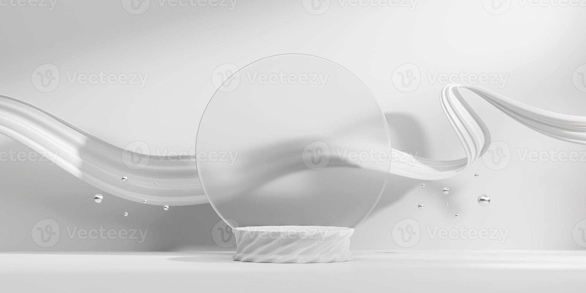 Abstract white platform podium showcase for product display 3d rendering photo
