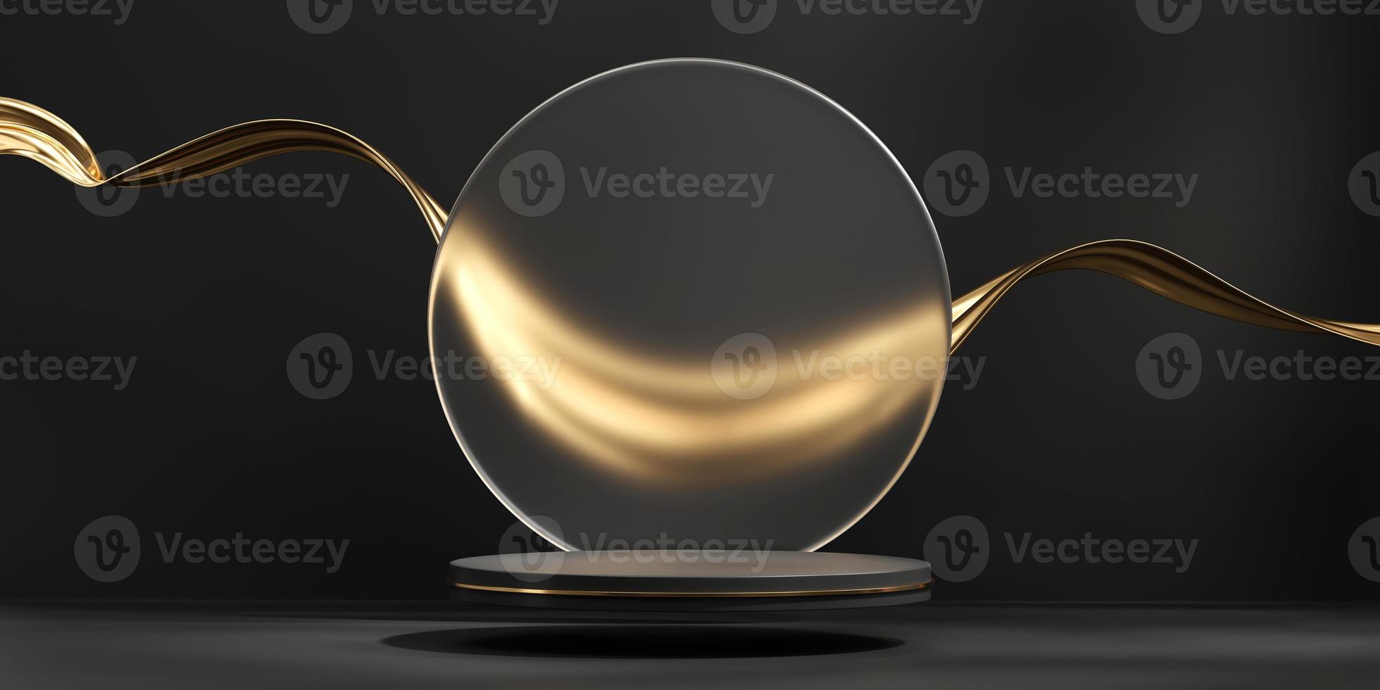 3D rendering abstract gold platform podium product presentation backdrop photo