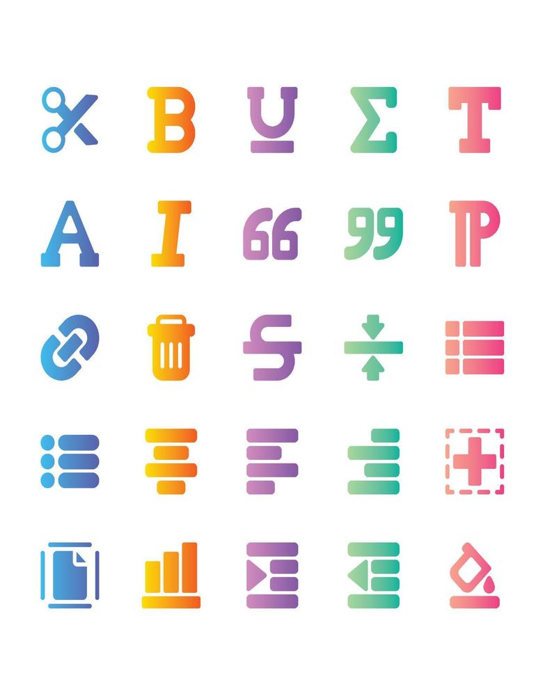 Text Editor Icon Set 30 isolated on white background vector
