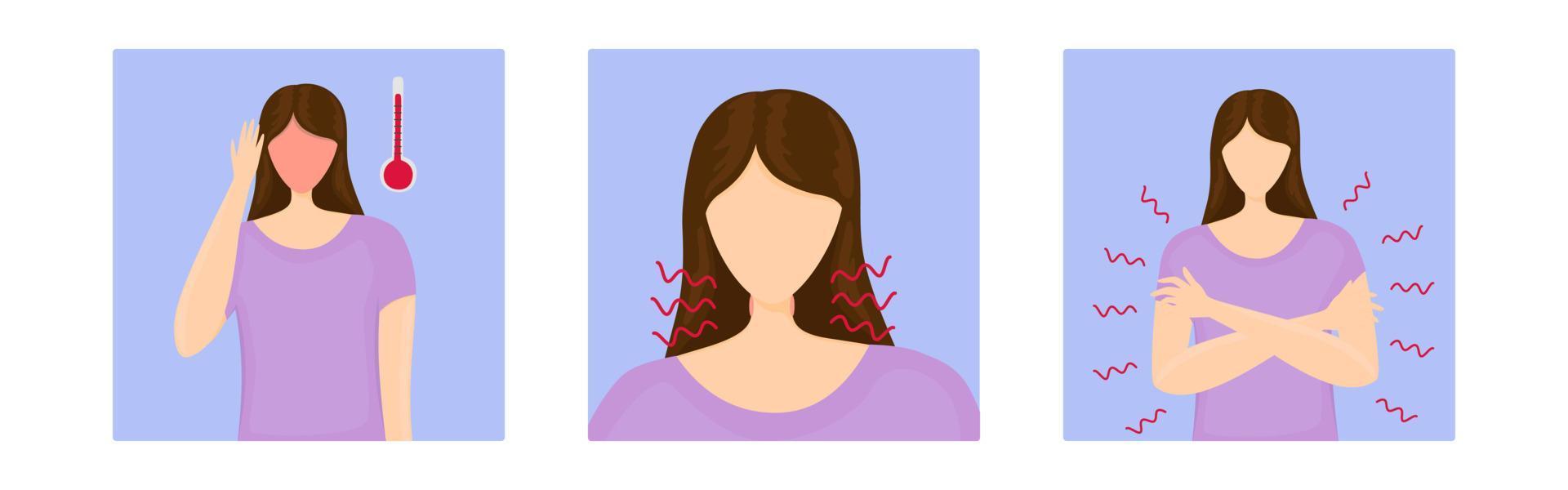 mujer con síntomas para ilustración aislada de vector infográfico