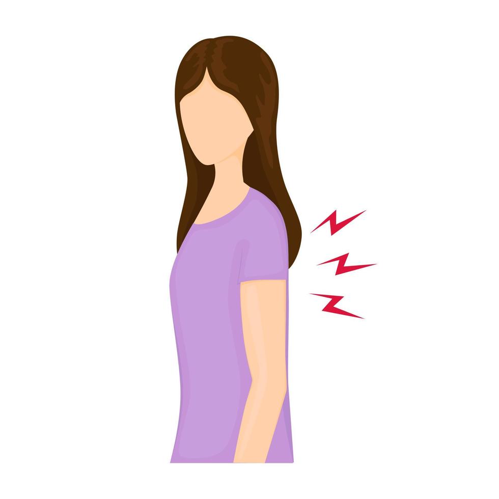 mujer con dolor de espalda para ilustración aislada de vector infográfico