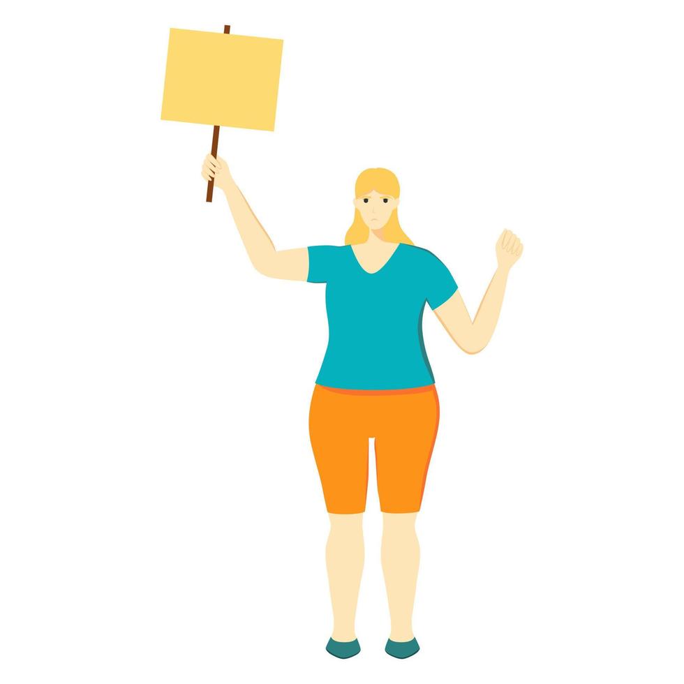 Woman protest with banners vector flat illustration