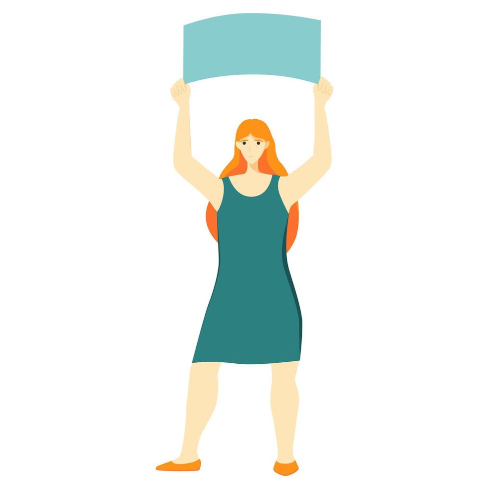 Woman protest with banners vector flat illustration