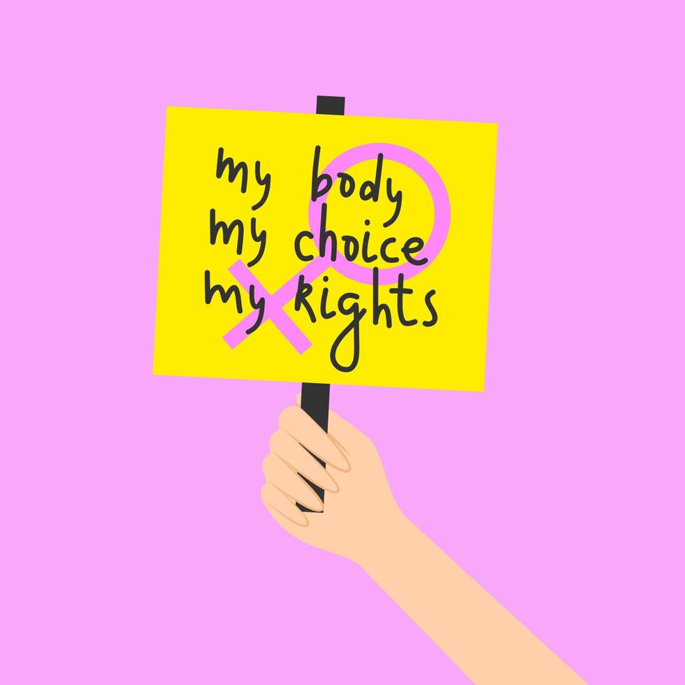 Hand holding a banner for protest vector illustration.
