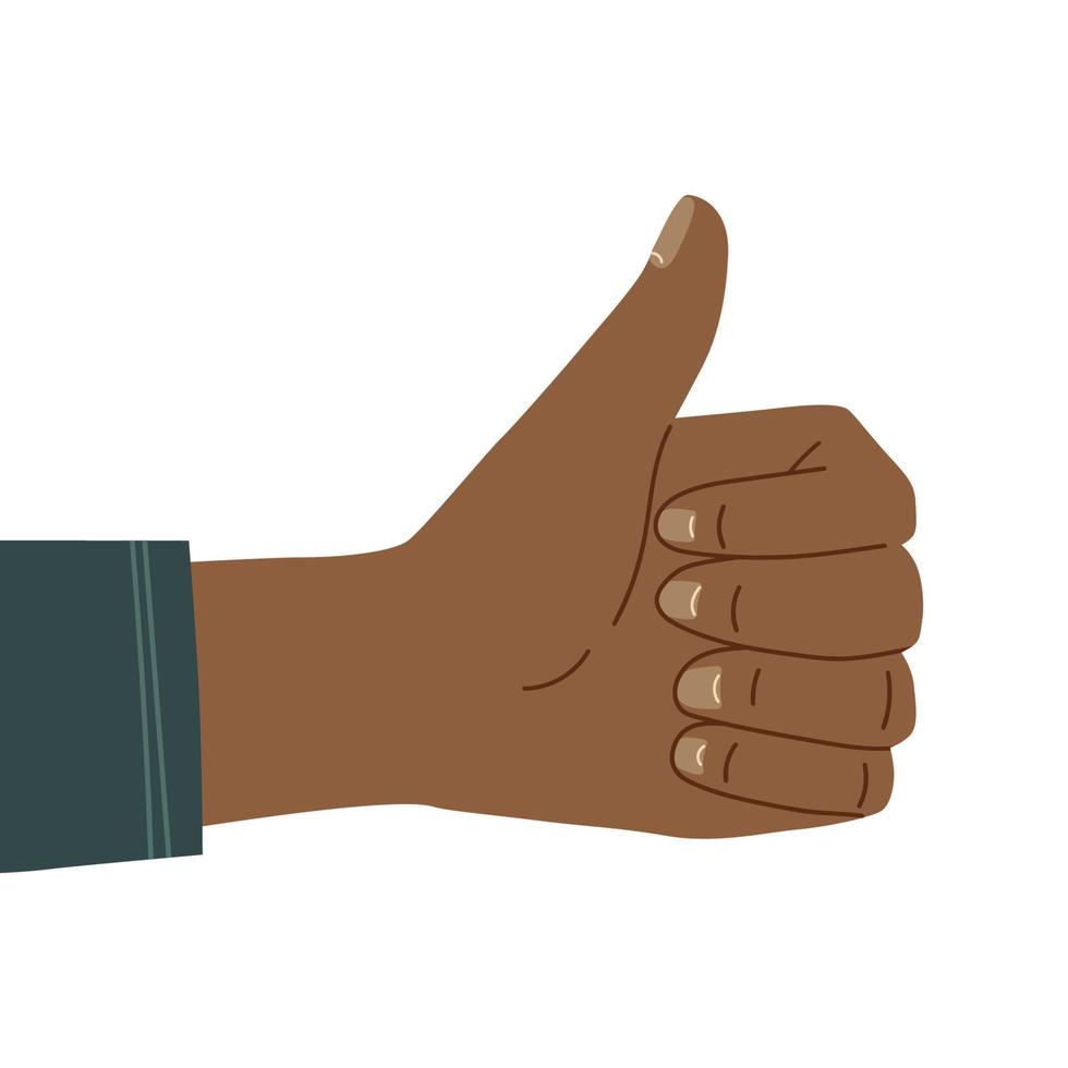 Cartoon illustration with hands. Making thumb up gesture. Hand showing symbol Like vector