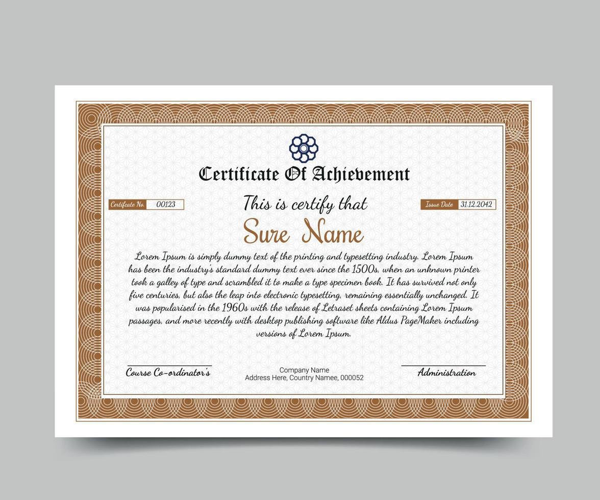 Certificate of achievement template vector