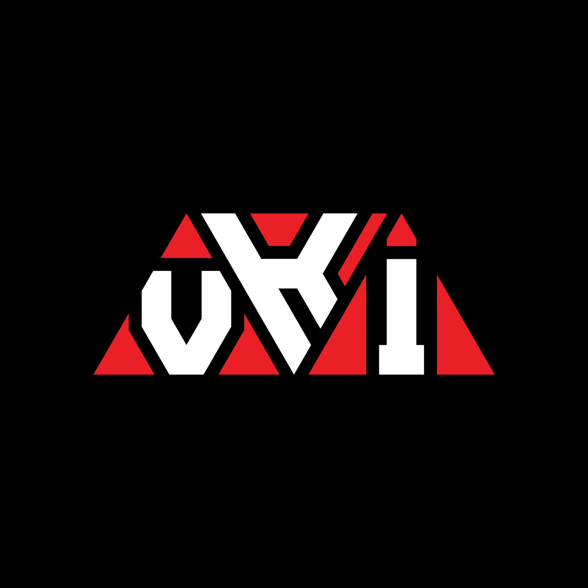 VKI triangle letter logo design with triangle shape. VKI triangle logo