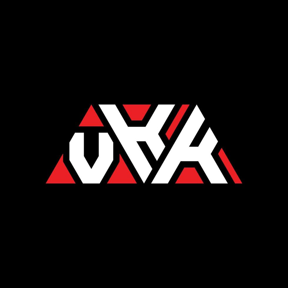 Diseño de logotipo de letra triangular vkk con forma de triángulo. monograma de diseño de logotipo de triángulo vkk. plantilla de logotipo de vector de triángulo vkk con color rojo. logotipo triangular vkk logotipo simple, elegante y lujoso. vkk