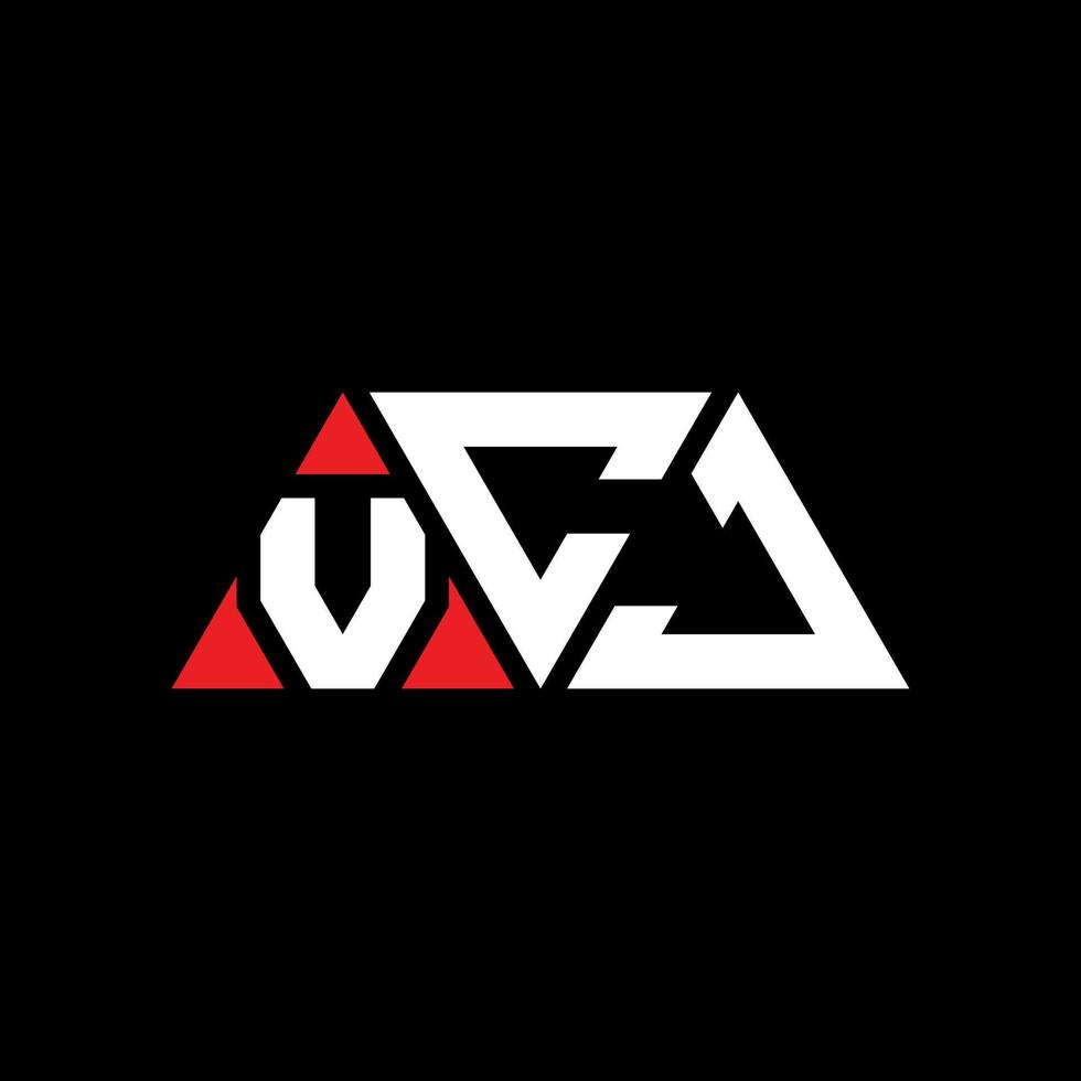 VCJ triangle letter logo design with triangle shape. VCJ triangle logo design monogram. VCJ triangle vector logo template with red color. VCJ triangular logo Simple, Elegant, and Luxurious Logo. VCJ