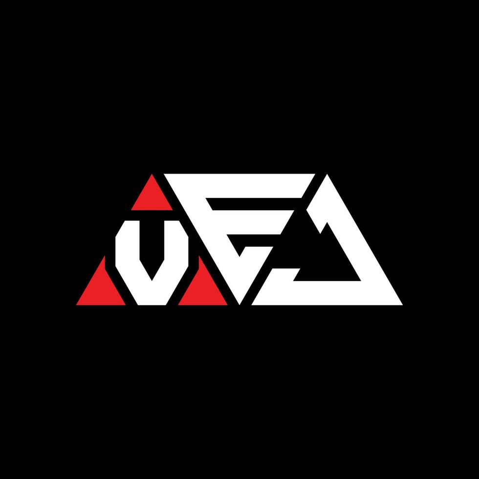 VEJ triangle letter logo design with triangle shape. VEJ triangle logo design monogram. VEJ triangle vector logo template with red color. VEJ triangular logo Simple, Elegant, and Luxurious Logo. VEJ