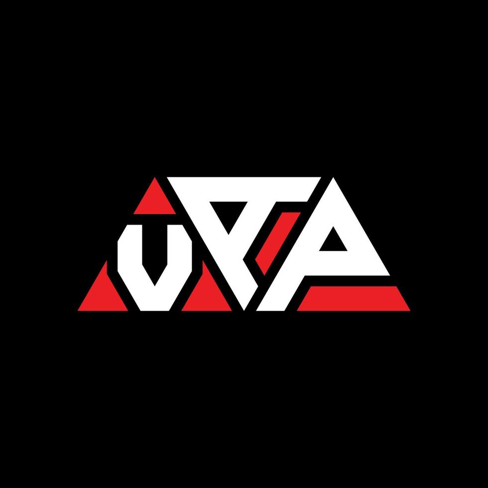 VAP triangle letter logo design with triangle shape. VAP triangle logo design monogram. VAP triangle vector logo template with red color. VAP triangular logo Simple, Elegant, and Luxurious Logo. VAP