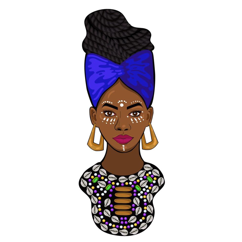 Portrait of an African princess. vector