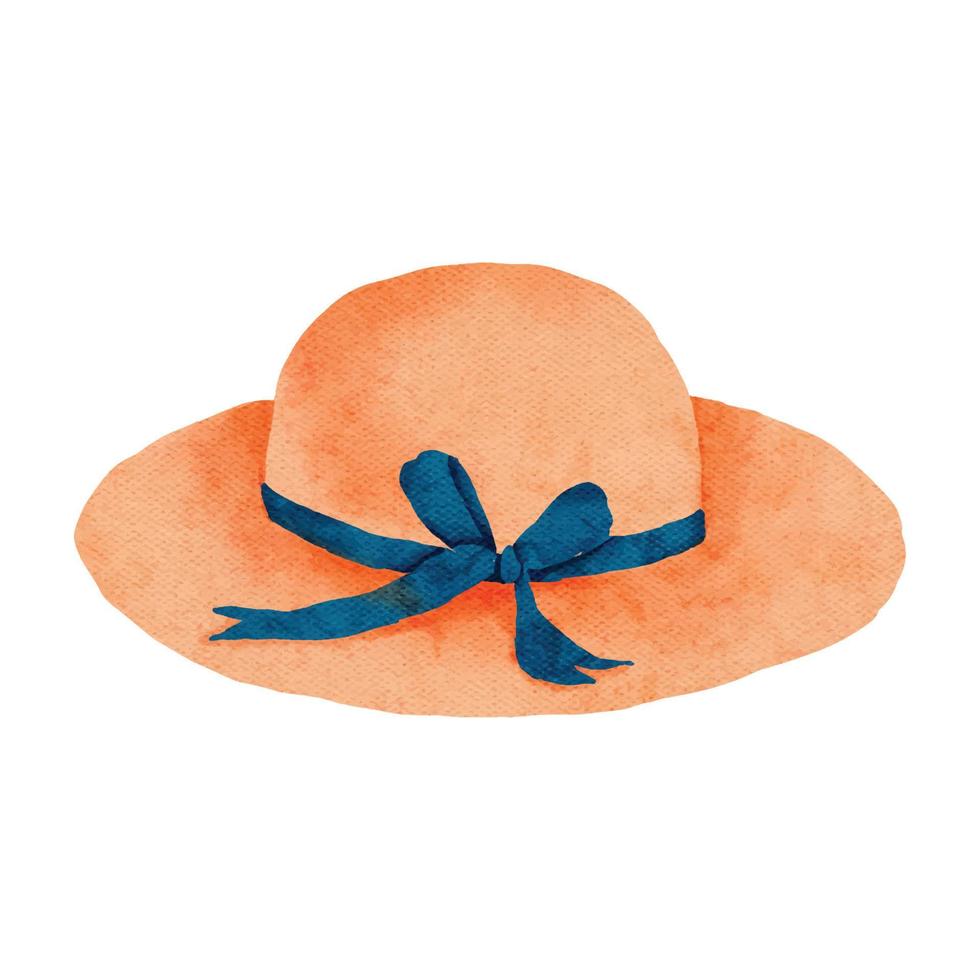 watercolor summer hat illustration vector