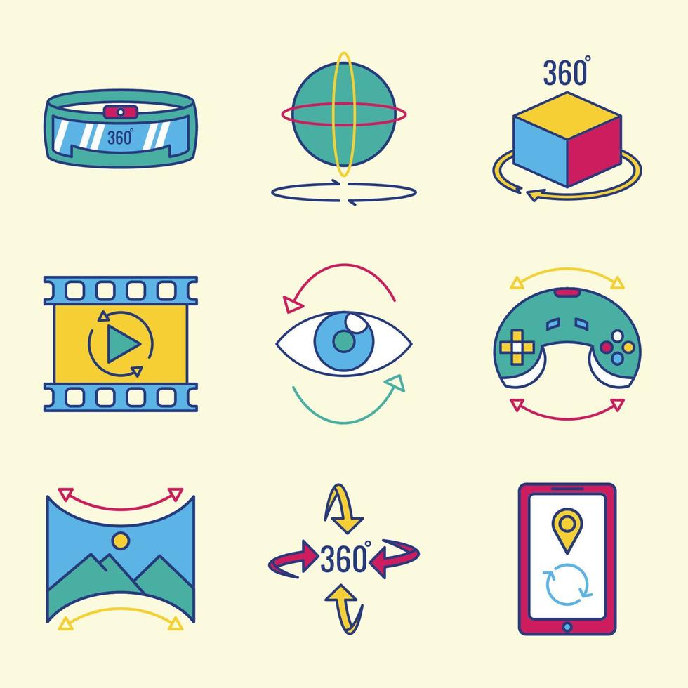 360 Degrees Technology Simple Colorful Flat Icon vector
