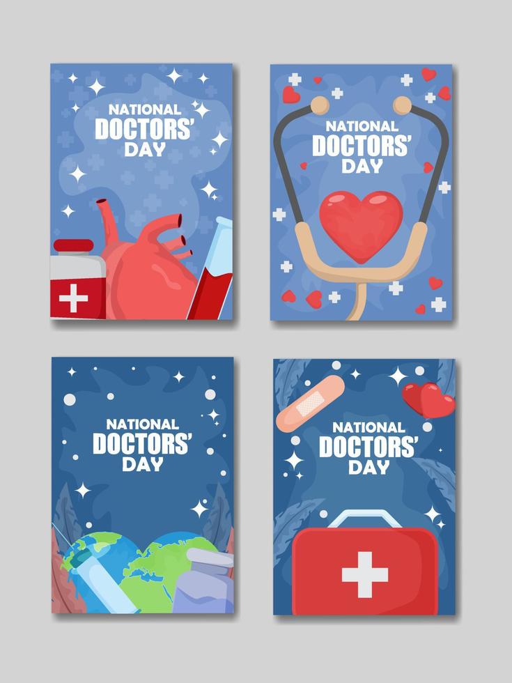 National Doctor's Day Cards Set vector