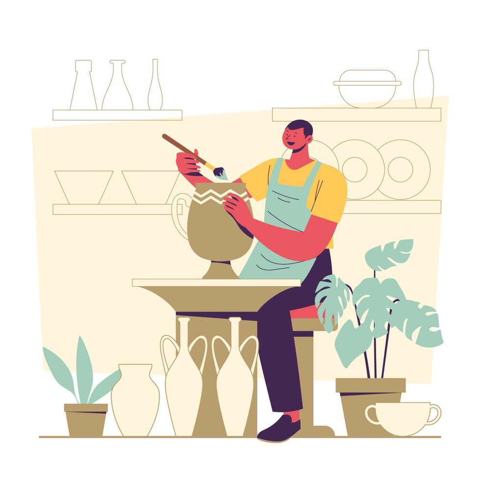 Master Potter Paint a Clay Vase vector