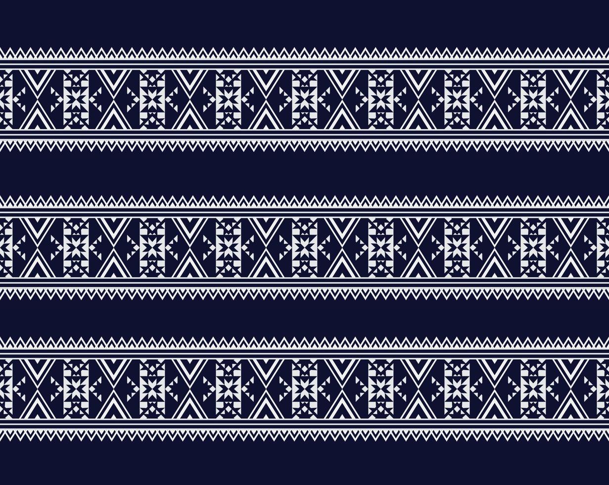 Best Geometric ethnic texture embroidery design on dark Blue background used in skirt,wallpaper,clothing,Batik,fabric, white triangle shapes Vector, illustration templates vector