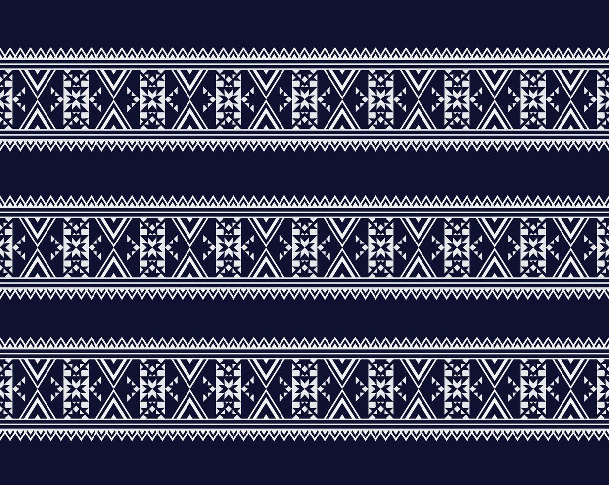 Best Geometric ethnic texture embroidery design on dark Blue background used in skirt,wallpaper,clothing,Batik,fabric, white triangle shapes Vector, illustration templates vector