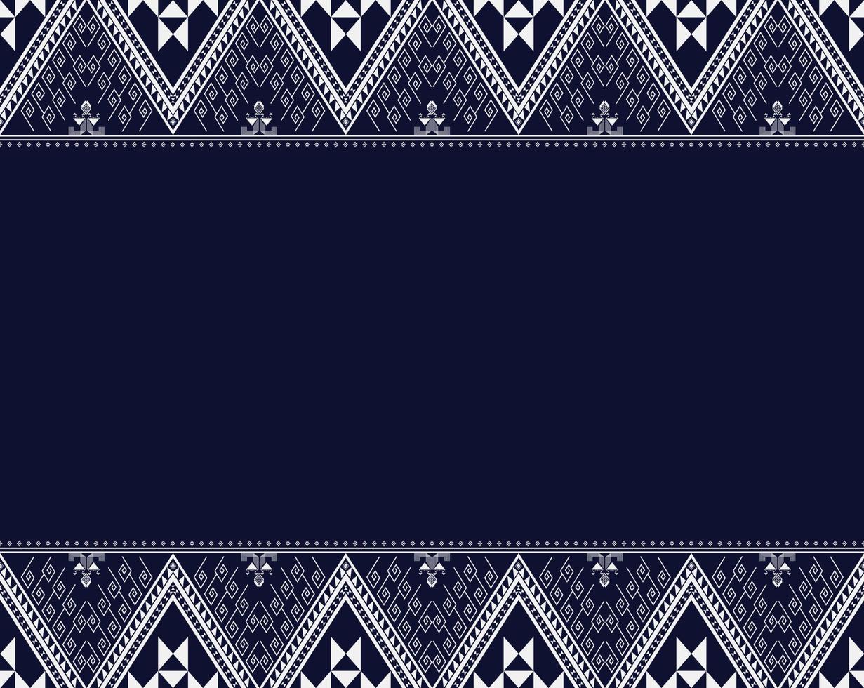 Best Geometric ethnic texture embroidery design on dark Blue background used in skirt,wallpaper,clothing,Batik,fabric, white triangle shapes Vector, illustration templates vector