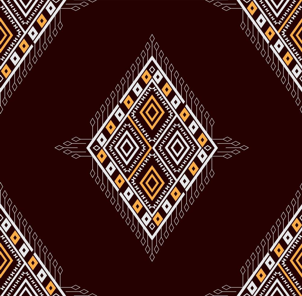 diseño de bordado de textura étnica geométrica con diseño de fondo azul oscuro, falda, alfombra, papel pintado, ropa, envoltura, batik, tela, hoja, vector de formas triangulares, estilo de ilustración