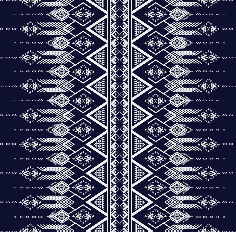 Geometric ethnic texture embroidery design for Blue background or wallpaper and clothing,skirt,carpet,wallpaper,clothing,wrapping,Batik,fabric,sheet DARK BLUE background Vector, illustration vector