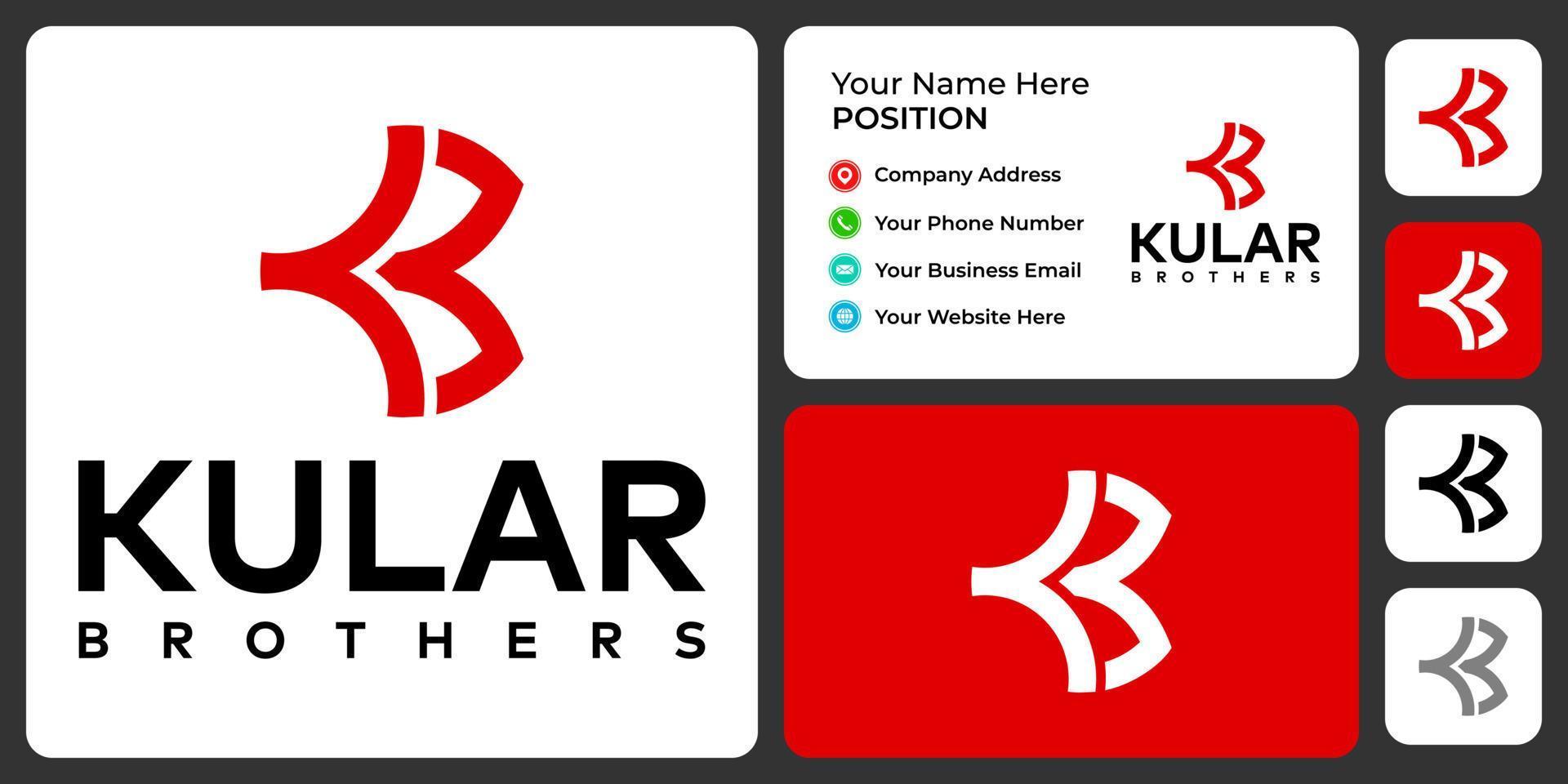 Letter K B monogram business logo design with business card template. vector