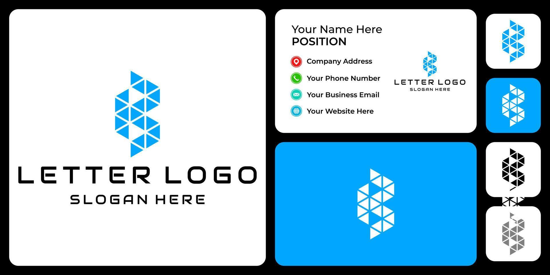 Letter K B monogram technology logo design with business card template. vector