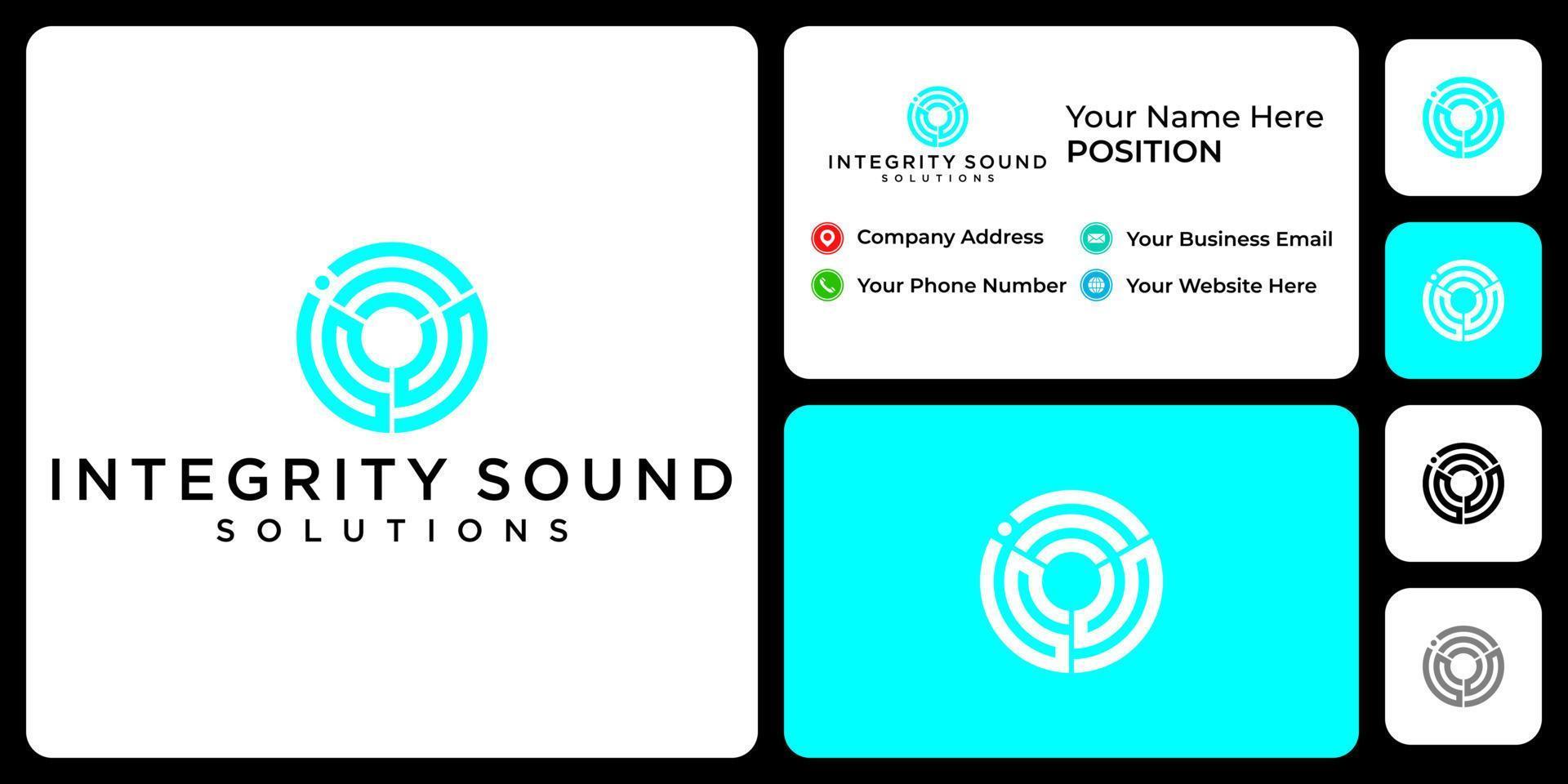diseño de logotipo de sonido de monograma de letra iss con plantilla de tarjeta de visita. vector
