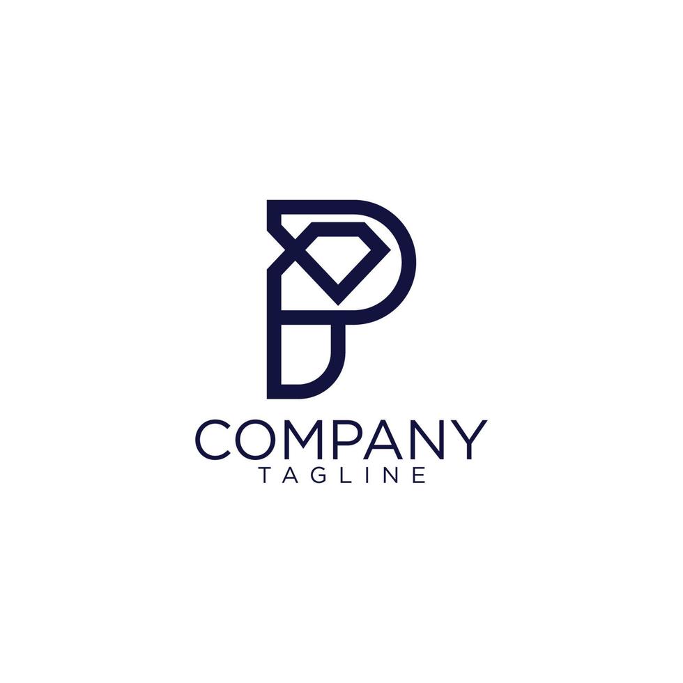 P diamond logo design vector