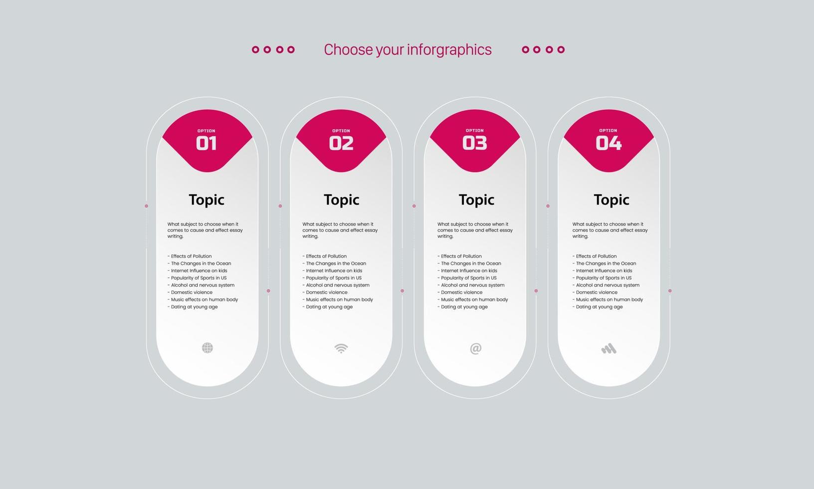 cinco diseño infográfico con iconos. cinco opciones o cinco pasos. diagrama de proceso, diagrama de flujo, gráfico de información, infografía para concepto de negocio, banner de presentaciones, diseño de flujo de trabajo vector