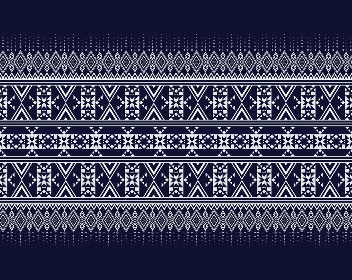 Best Geometric ethnic texture embroidery design on dark Blue background used in skirt,wallpaper,clothing,Batik,fabric, white triangle shapes Vector, illustration templates vector